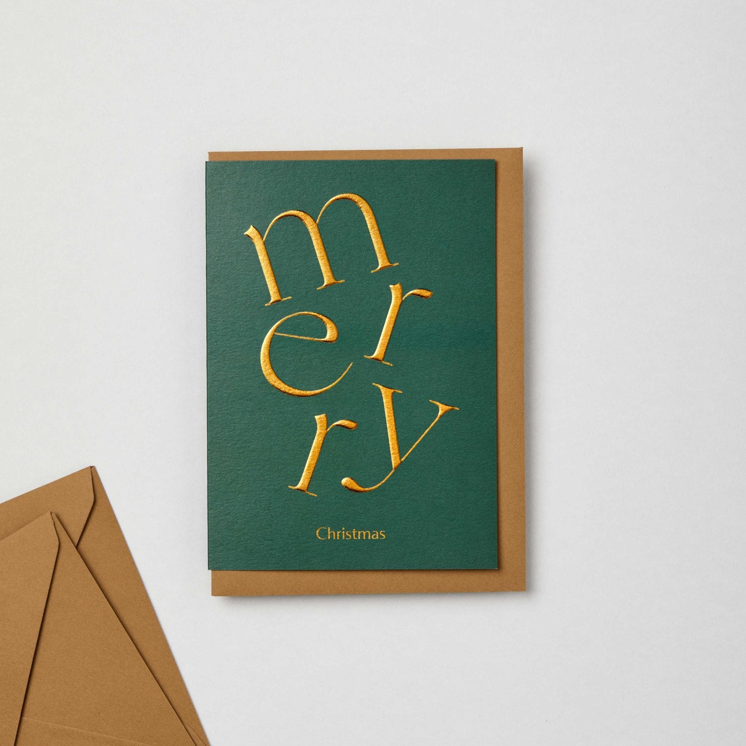 Merry Christmas Card | Gold on Green - Serif | by Kinshipped - Lifestory