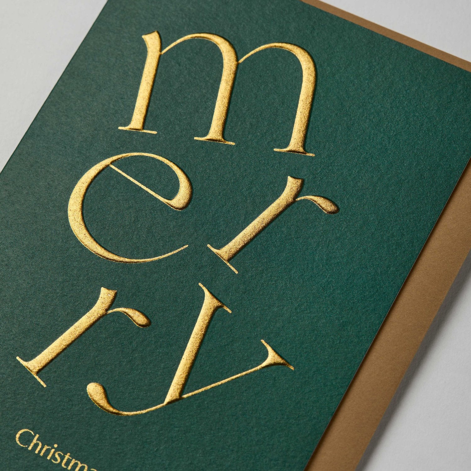 Merry Christmas Card | Gold on Green - Serif | by Kinshipped - Lifestory