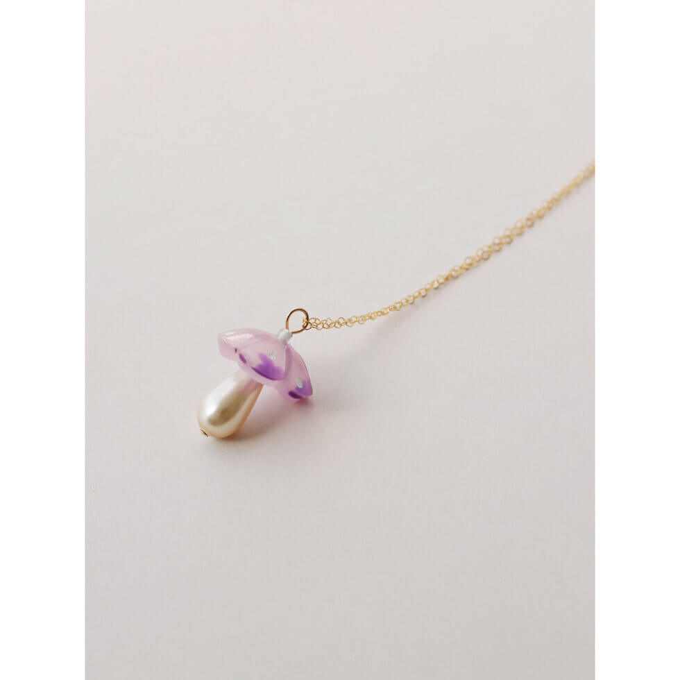 Shroom Necklace | Lavender Speckle | Acrylic & Glass | by Wolf & Moon - Lifestory