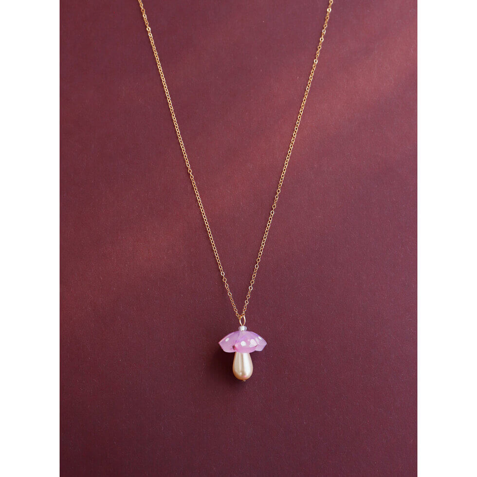 Shroom Necklace | Lavender Speckle | Acrylic & Glass | by Wolf & Moon - Lifestory