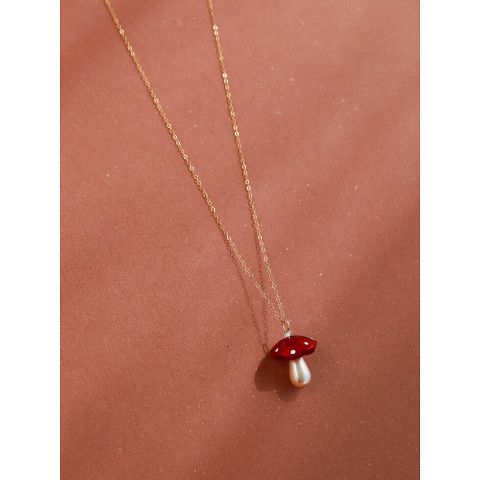 Shroom Necklace | Red | Acrylic & Glass | by Wolf & Moon - Lifestory