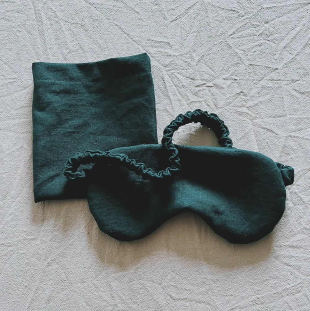 Sleep Mask with Storage Bag | Teal | Linen | by Walker Home - Lifestory
