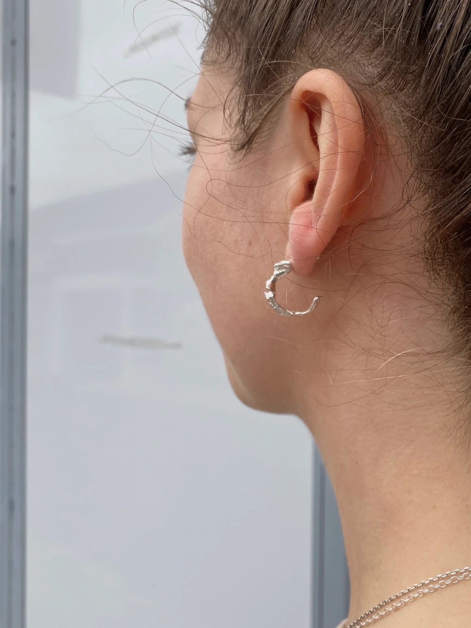 Small Fragmented Shell Hoops in Silver or Gold by Hannah Bourn - Lifestory