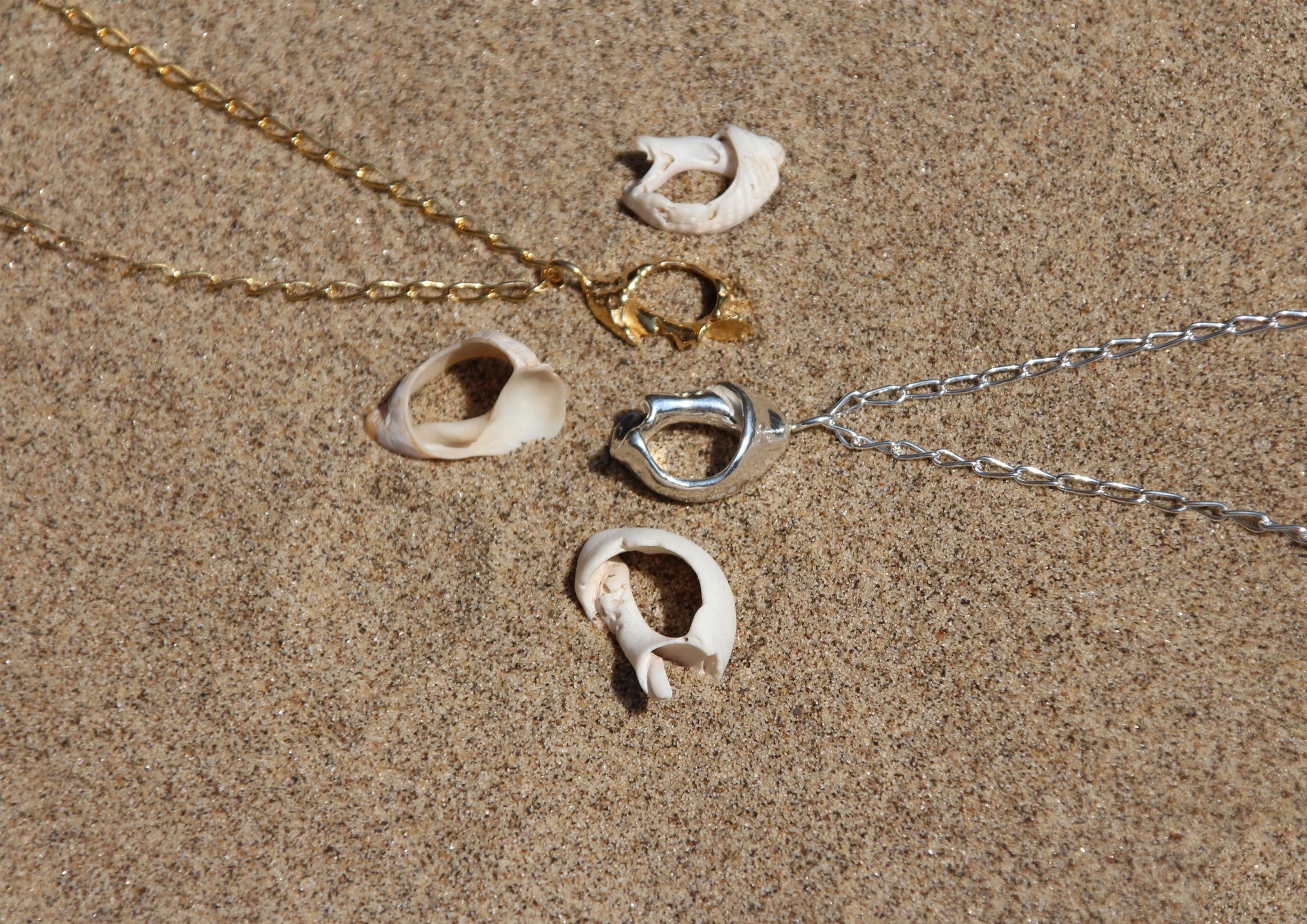 Small Textured Fragmented Shell Necklace in Silver or Gold by Hannah Bourn - Lifestory