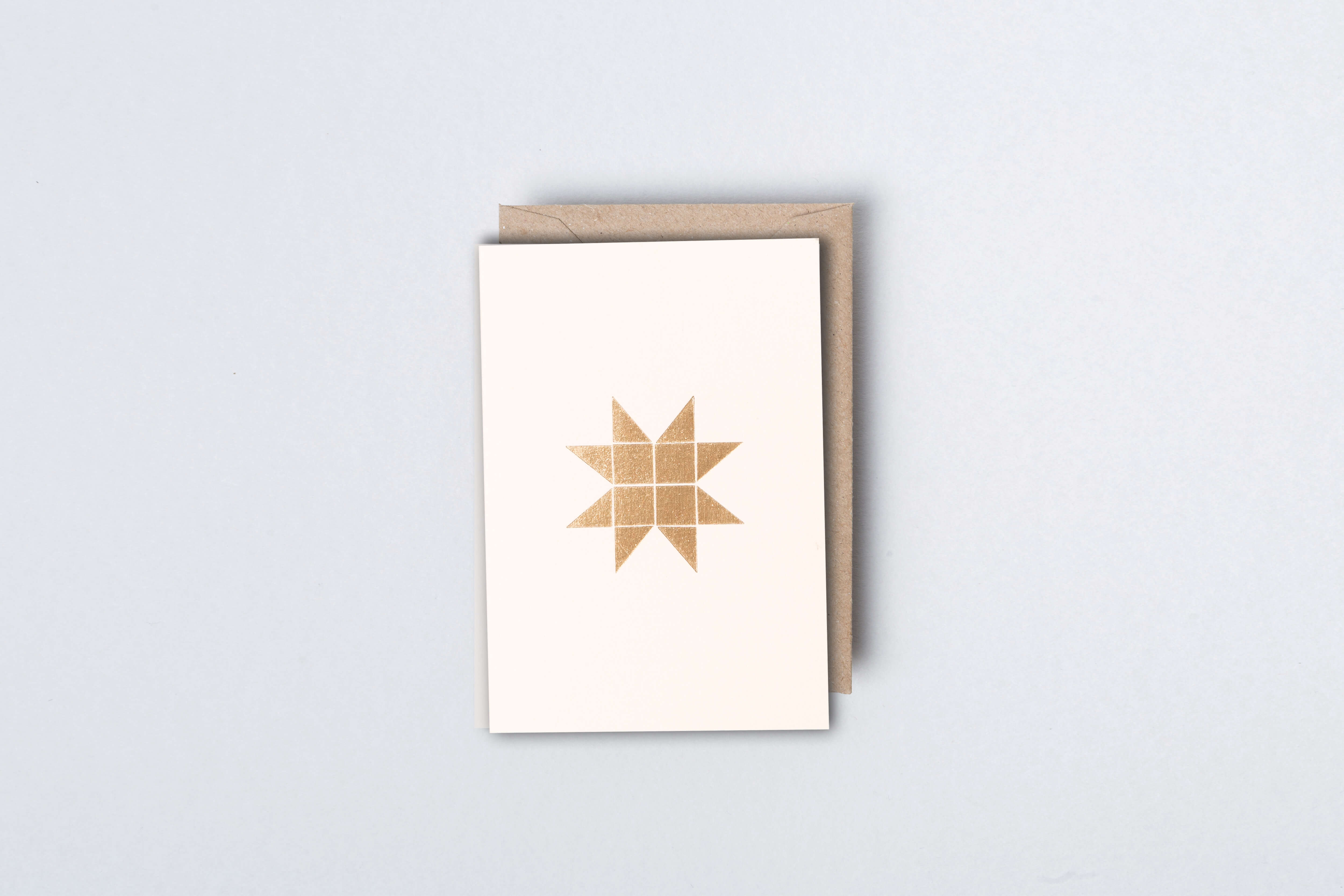 Small Froebel Star Card | Brass on Natural | Foil Blocked | by Ola - Lifestory
