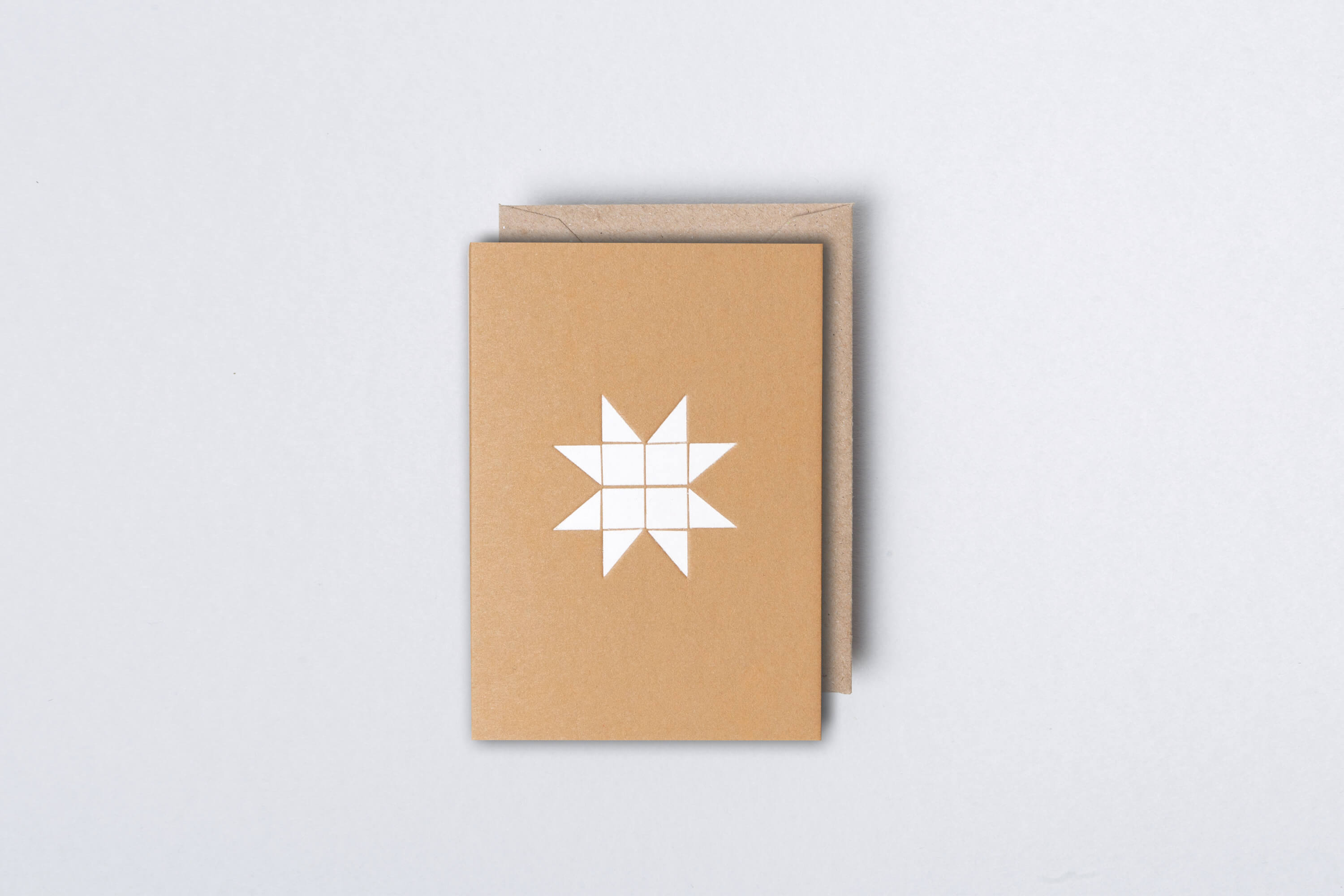 Small Froebel Star Card | White on Sand | Foil Blocked | by Ola - Lifestory