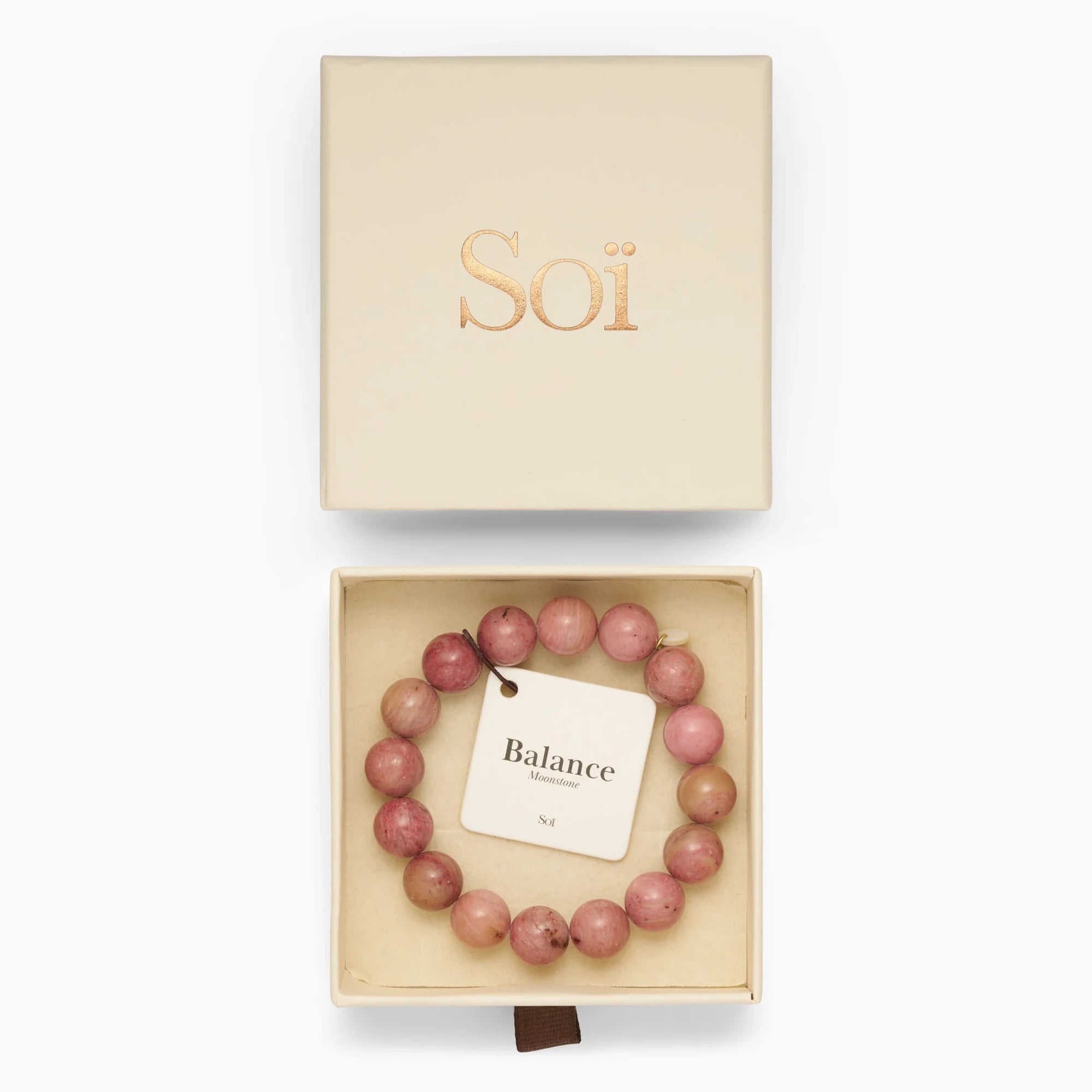 Soï Copenhagen chunky Rhodonite crystal stretch bracelet in Jewellery box