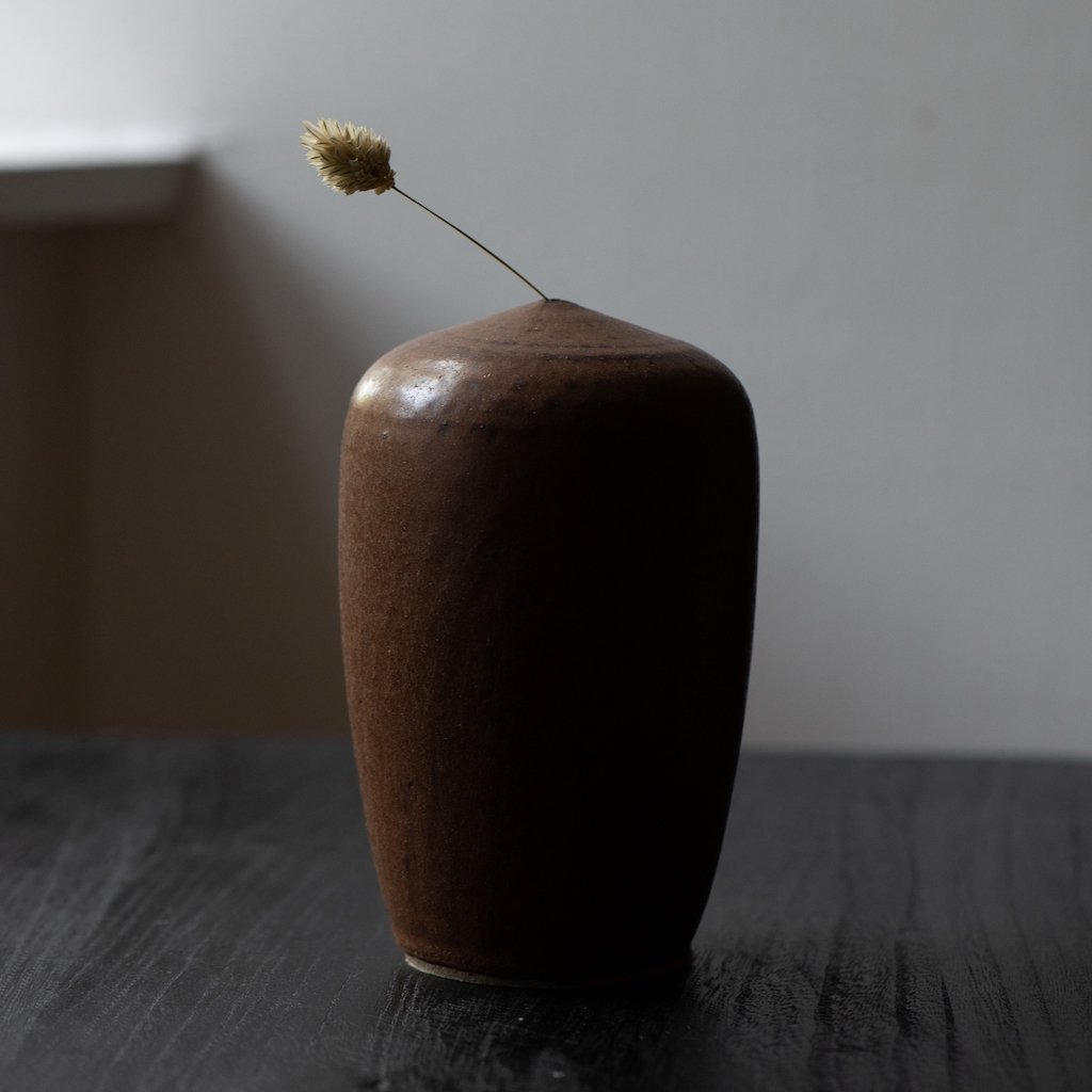 Large Soliflore Vase in Bark Glaze by Blanc Ceramics