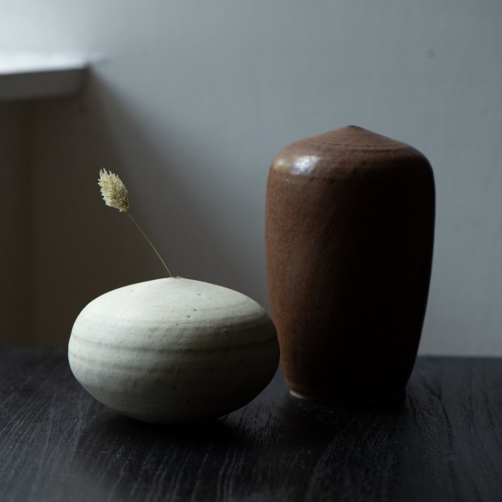 Large Soliflore Vase in Bark Glaze by Blanc Ceramics