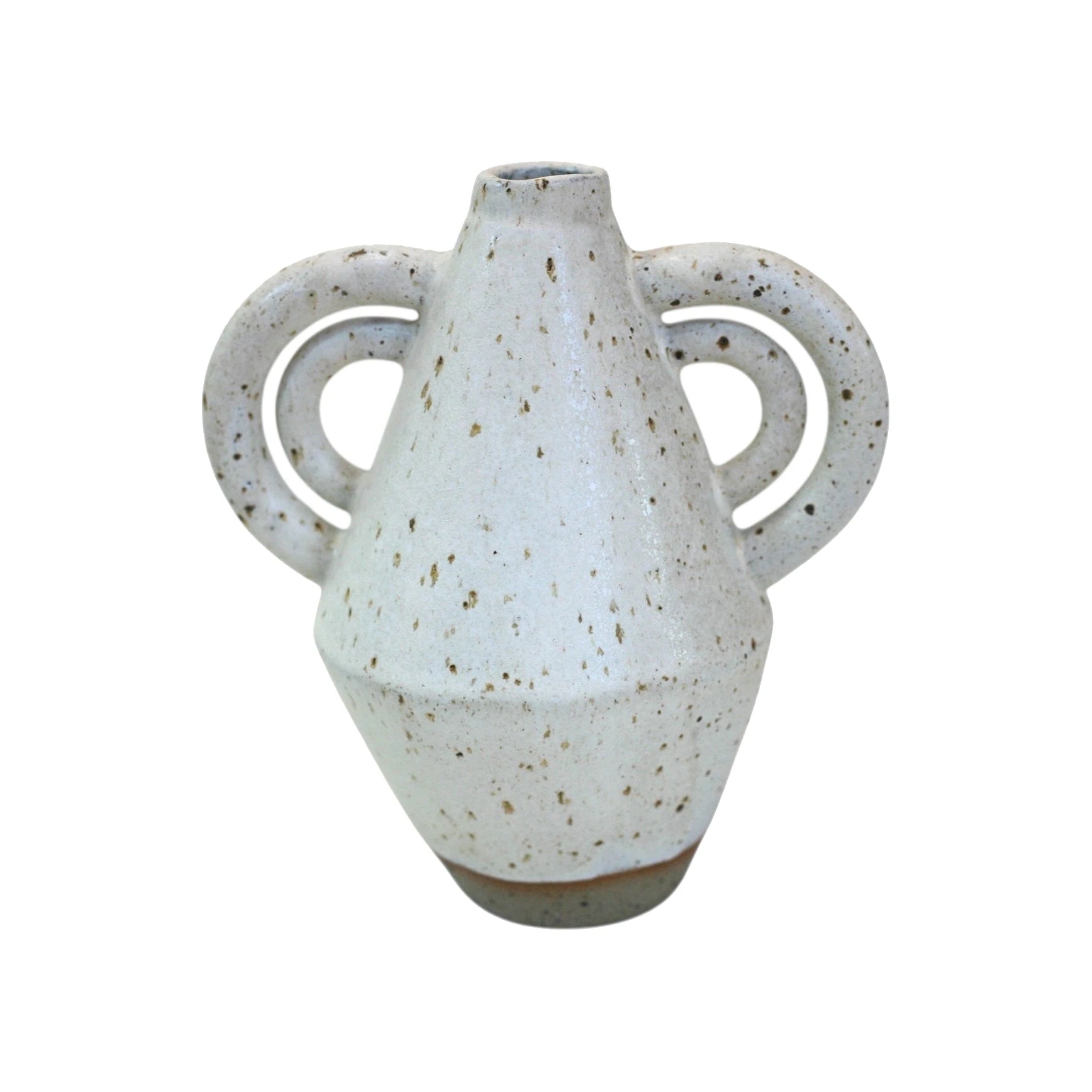 Sophie Alda Diamond Stoneware Bottle Vase With Double Arms in Speckle - Lifestory