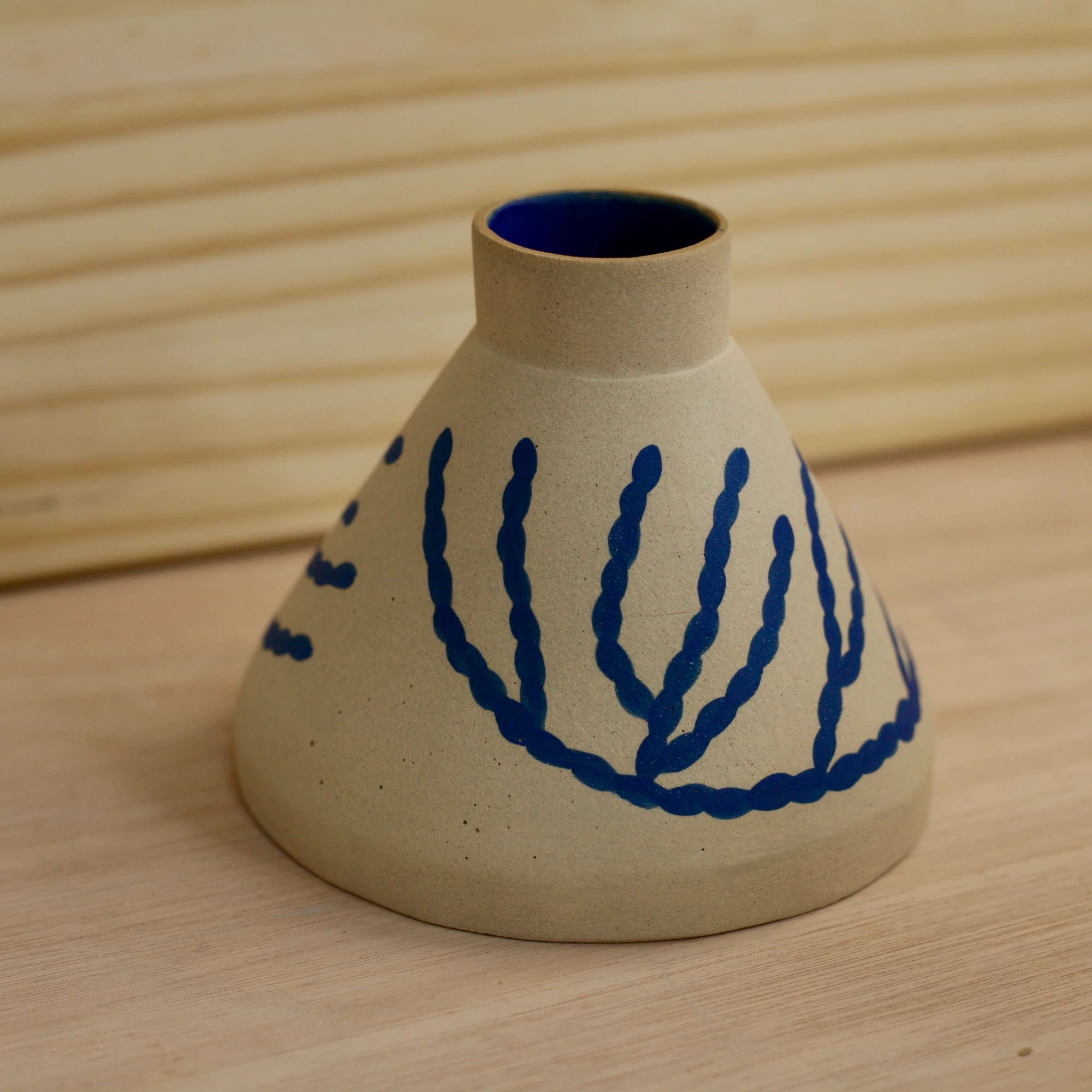Sophie Alda Small Cone Vase in Speckle & Blue - Lifestory