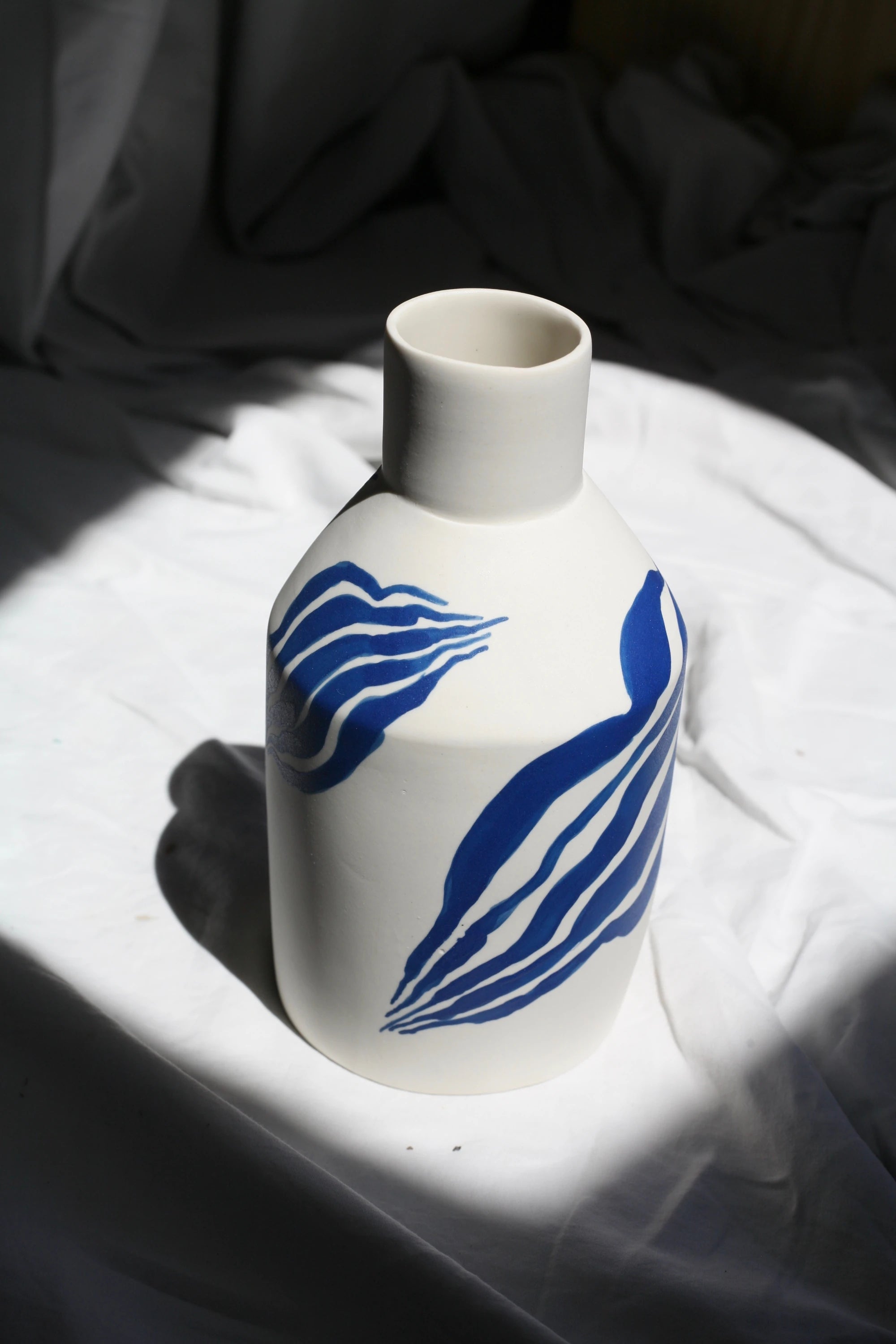 Sophie Alda Tall Porcelain Bottle Vase in Leaf - Lifestory