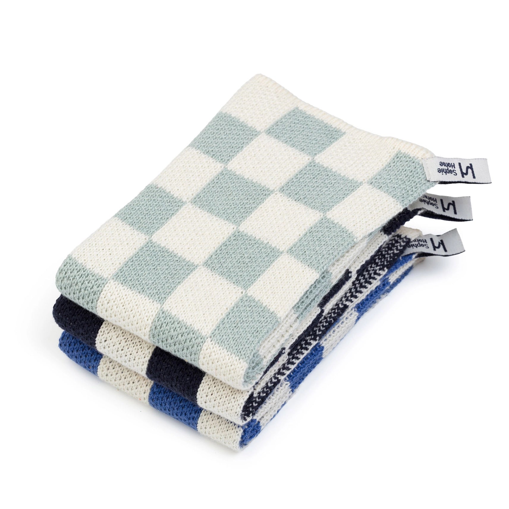 Sophie Home Reusable Cotton Checked Dish Cloths - Set of 3 - Lifestory