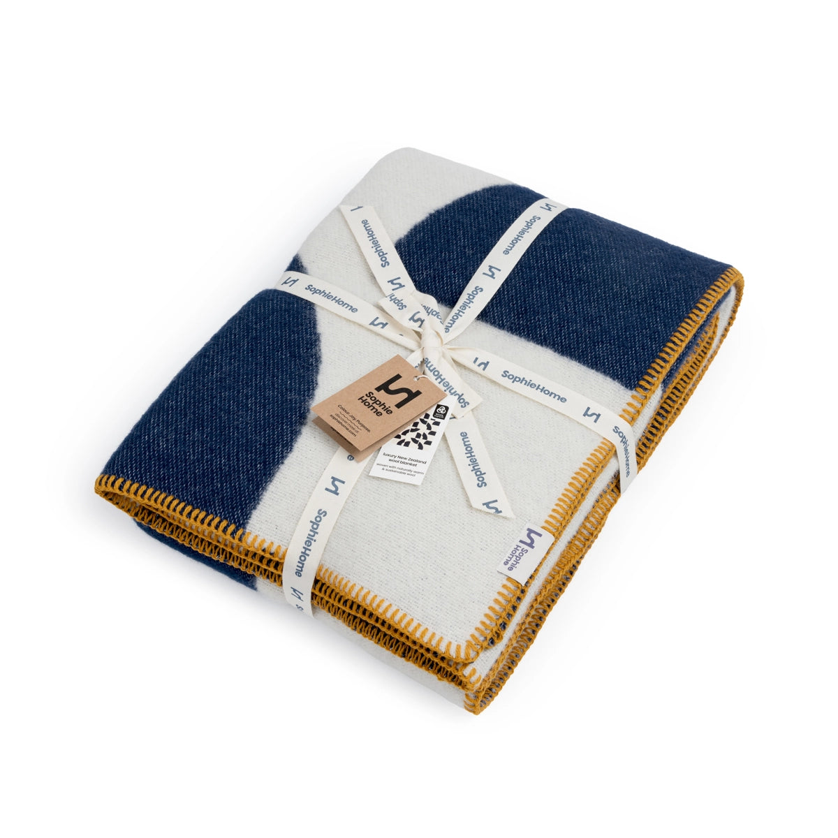 Wool 'Deko' Blanket | Navy | by Sophie Home - Lifestory