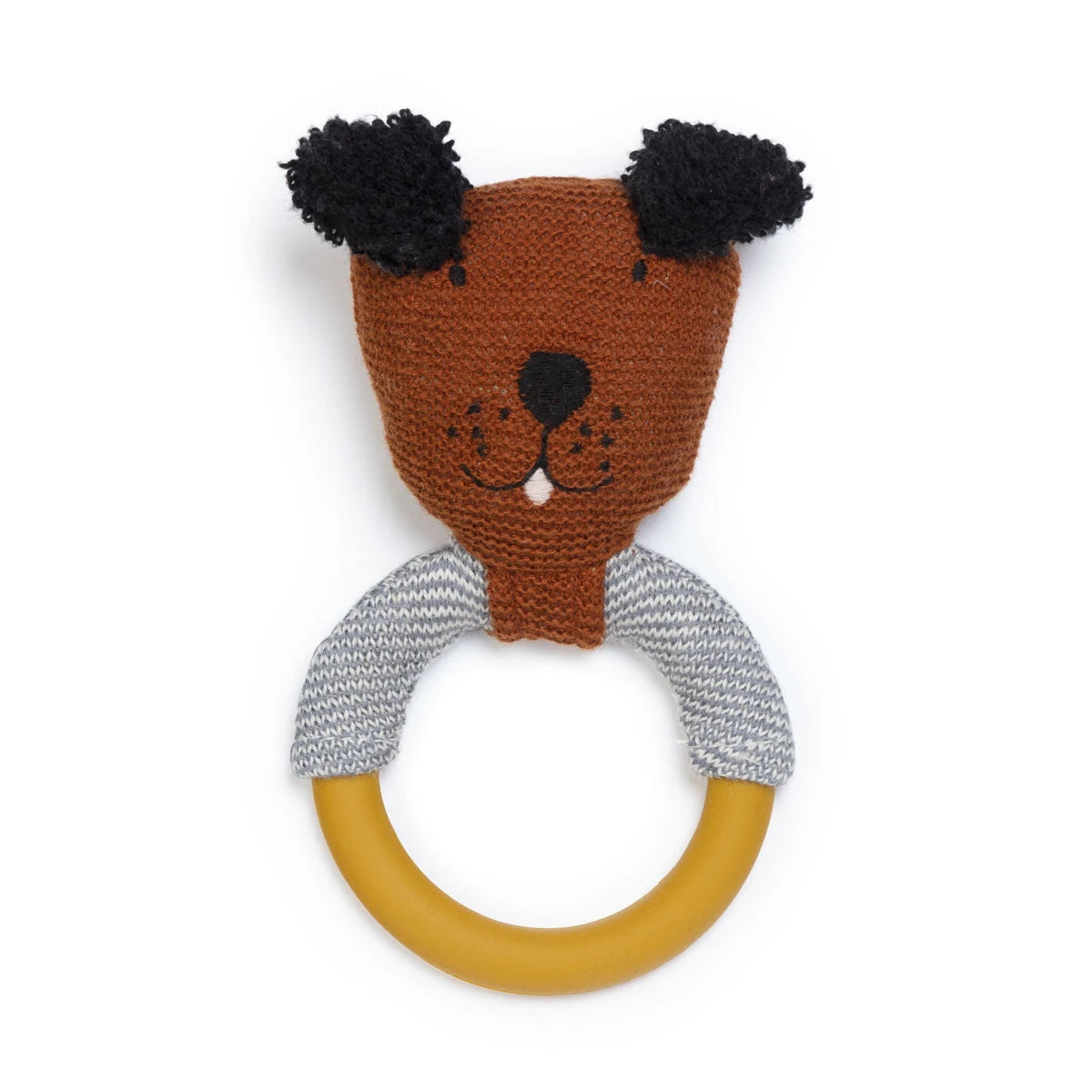 Dog Teether Rattle | Brown | Cotton & Silicone | by Sophie Home