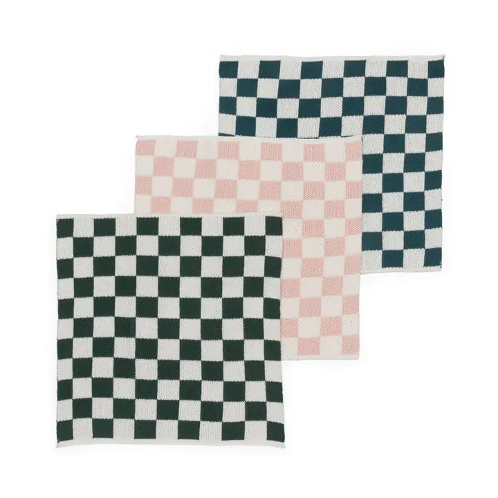 Sophie Home Reusable Cotton Checked Dish Cloths - Set of 3