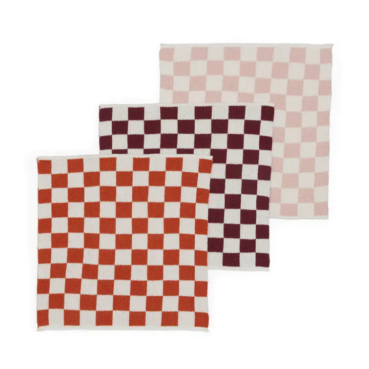 Sophie Home Reusable Cotton Checked Dish Cloths - Set of 3