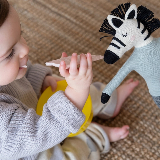 Zebra Soft Toy in Aqua made from Cotton & Bio Poly by Sophie Home | Lifestory