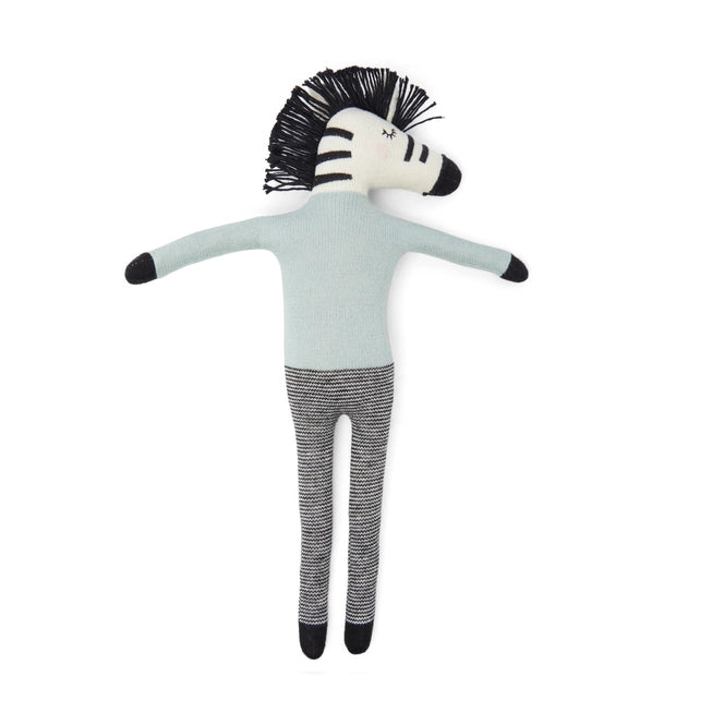 Zebra Soft Toy in Aqua made from Cotton & Bio Poly by Sophie Home | Lifestory