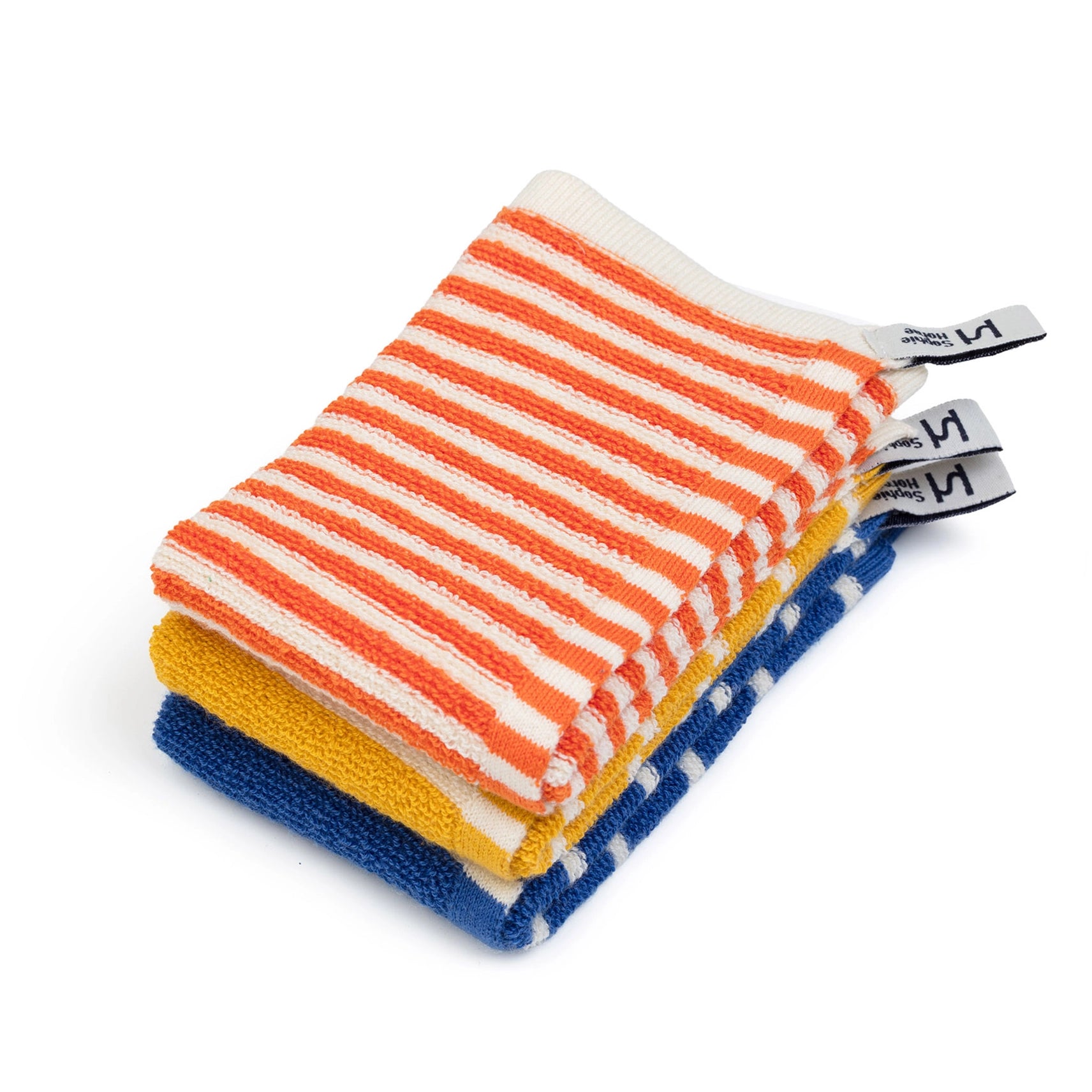 Sophie Home Reusable Striped Terry Washcloths - Set of 3
