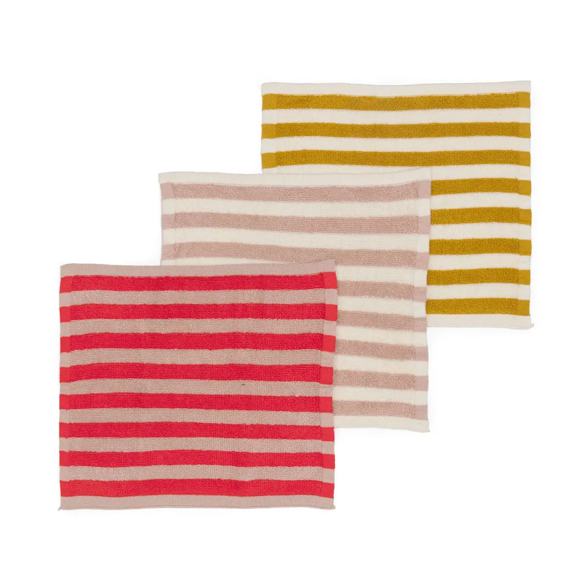 Sophie Home Reusable Striped Terry Washcloths - Set of 3