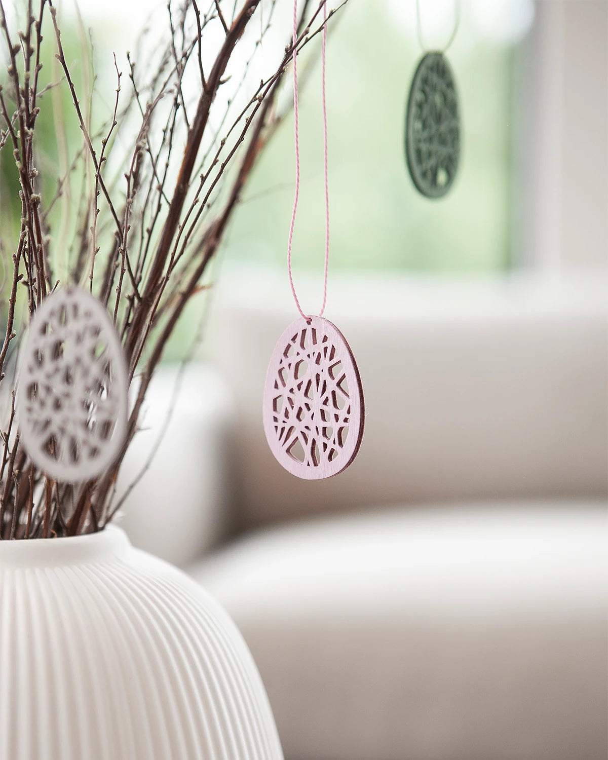 Storefactory 'Steninge' Hanging Wooden Egg Decoration in Various Colours - Lifestory