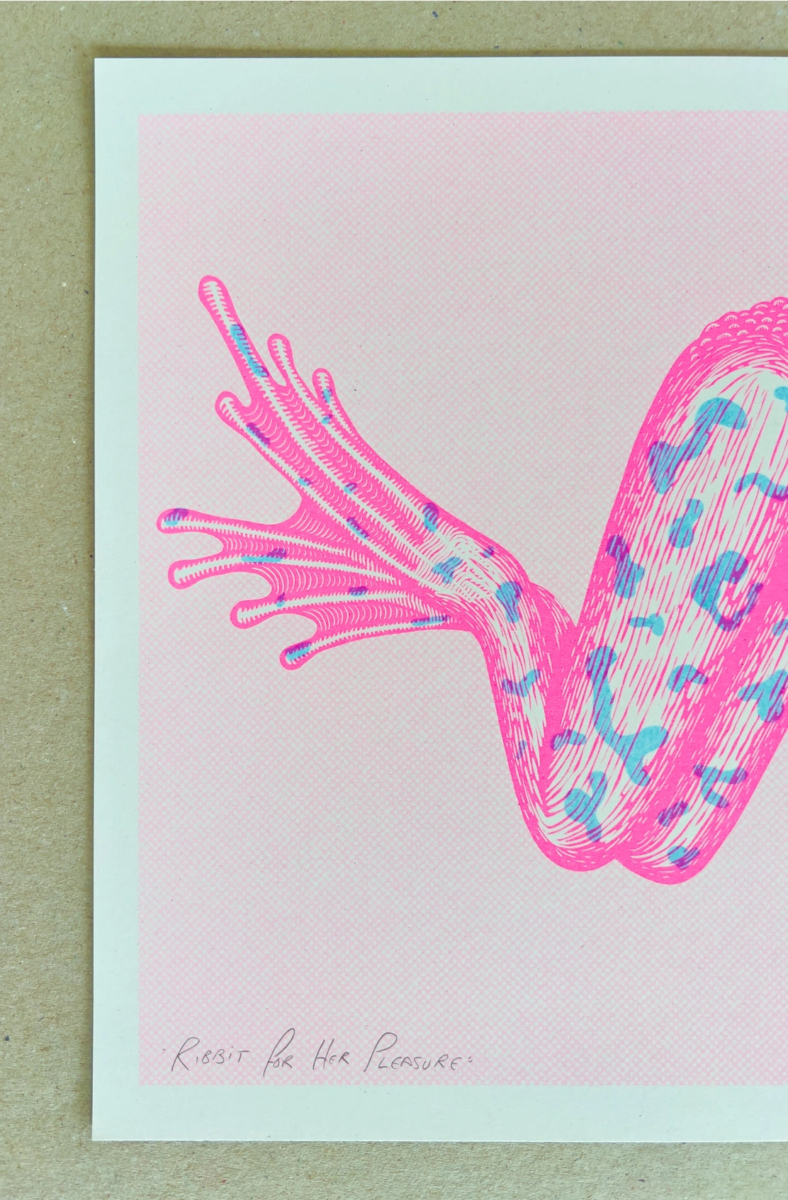 "Ribbit For Her Pleasure" Unframed A3 Riso Print by Strangford