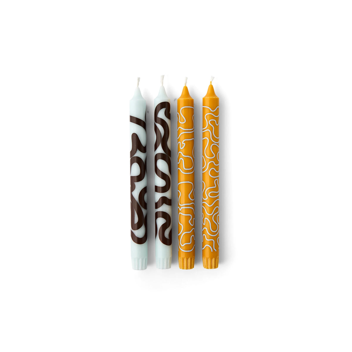 Studio About Taper Candles, Set of 4 in mint and ochre