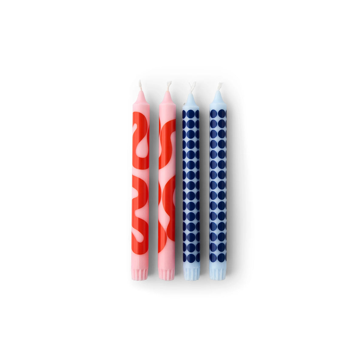 Studio About Taper Candles, Set of 4 in rose and blue