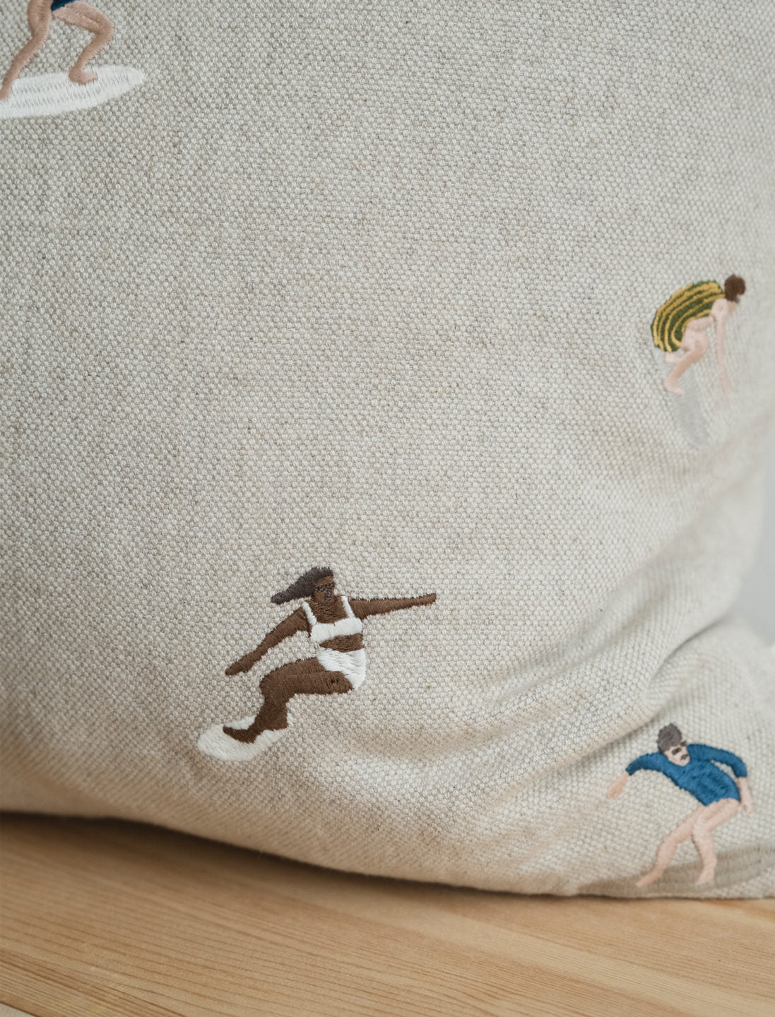 Surfers Embroidered Square Cushion With Inner | by Fine Little Day - Lifestory