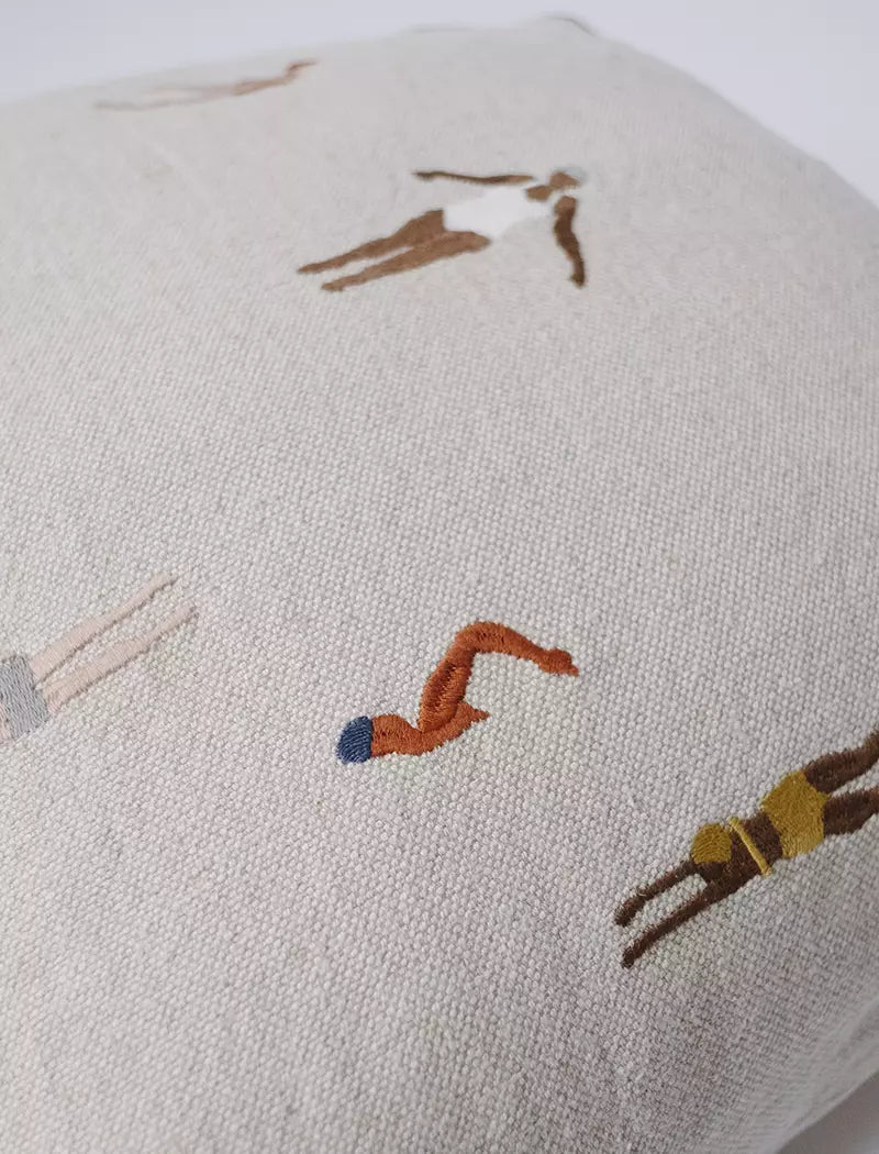 Swimmers Embroidered Cushion | With Inner | by Fine Little Day - Lifestory