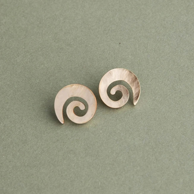 Swirl Stud Earrings in Acrylic or Brass & Wood by Pepper You