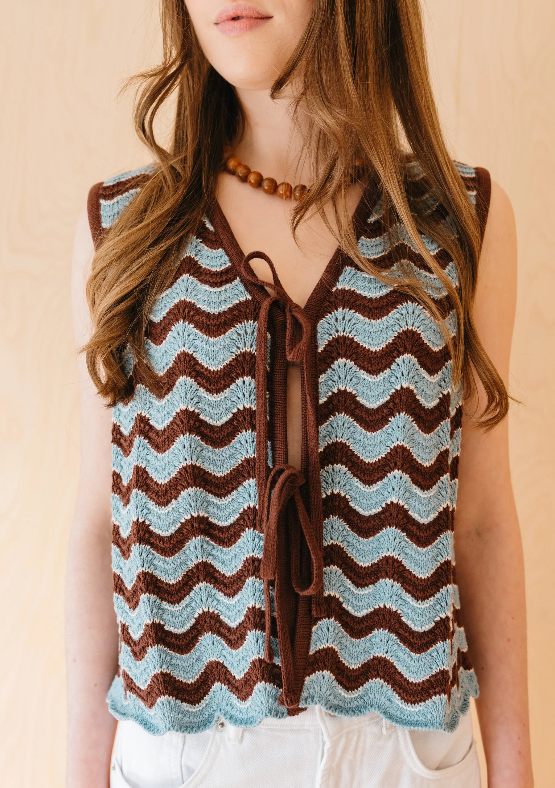 TBCo Cotton Knitted Vest in Blue Wave