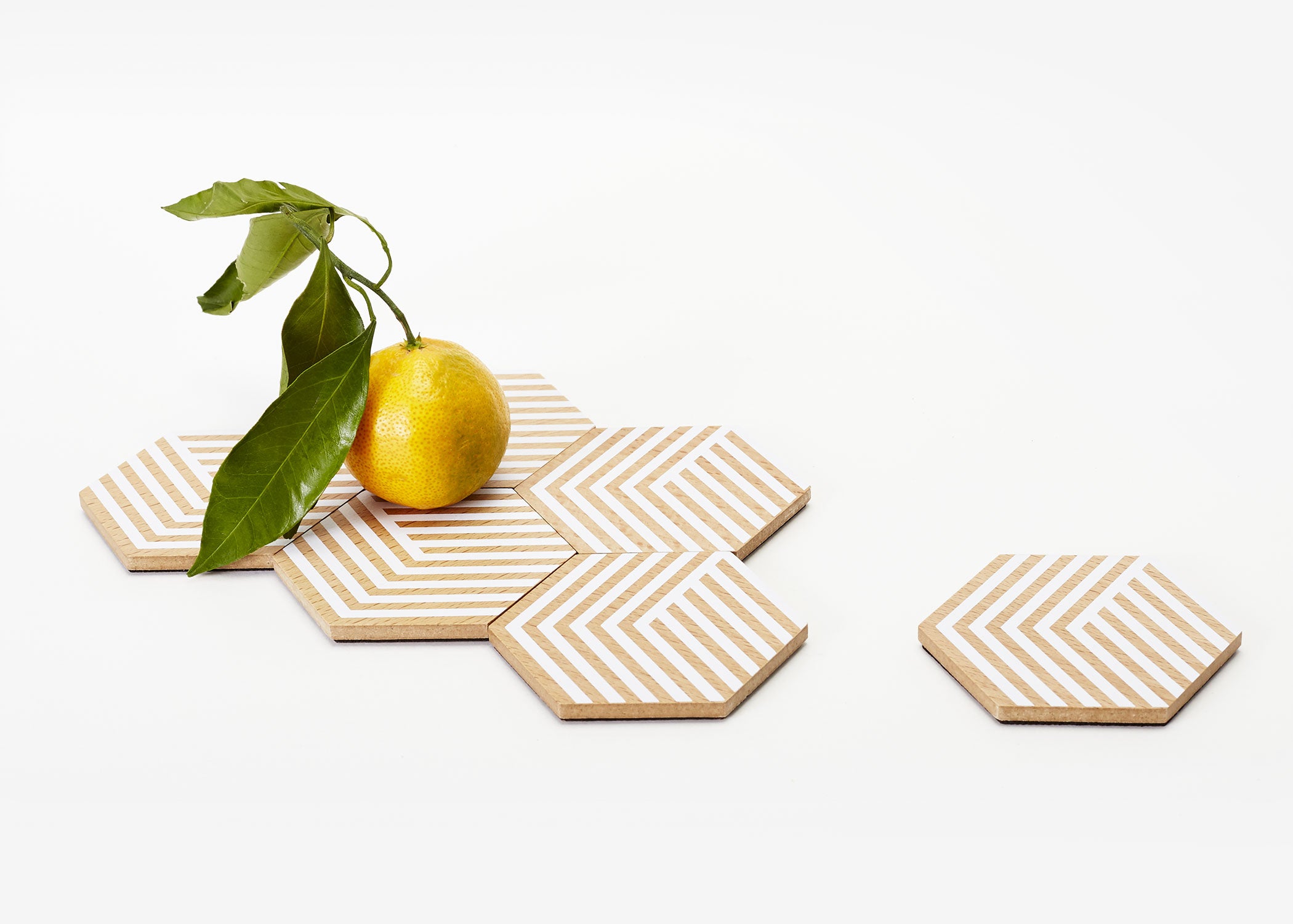 Coaster Set | Table Tiles | Black & Beech OR White & Beech | by Areaware - Lifestory