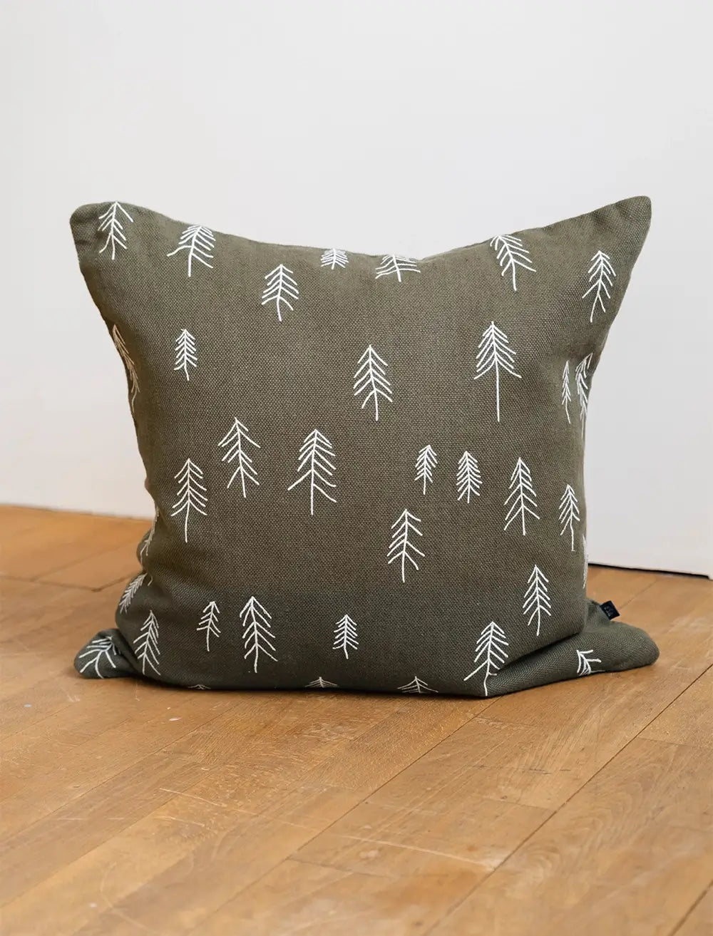 Tall Embroidered Cushion With Inner | Pine Trees Green | by Fine Little Day - Lifestory