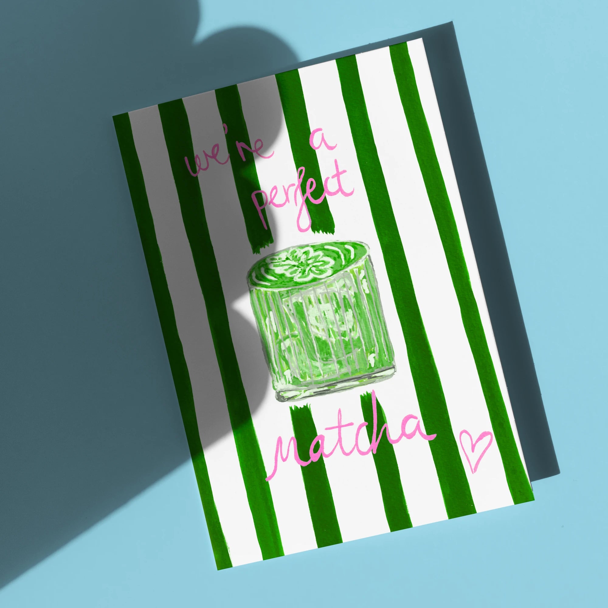 We're A Perfect Matcha Card by Tecari Designs against a blue background