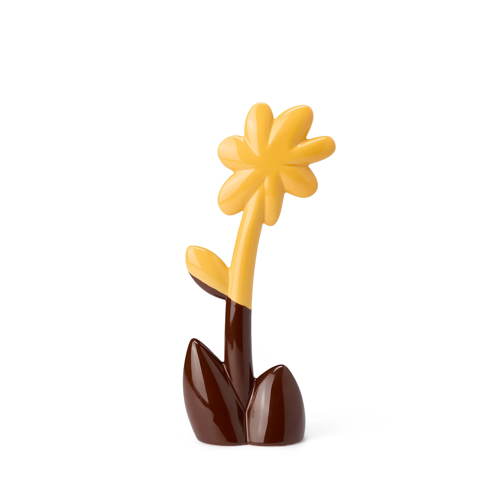 Yellow flower-shaped object on a white background