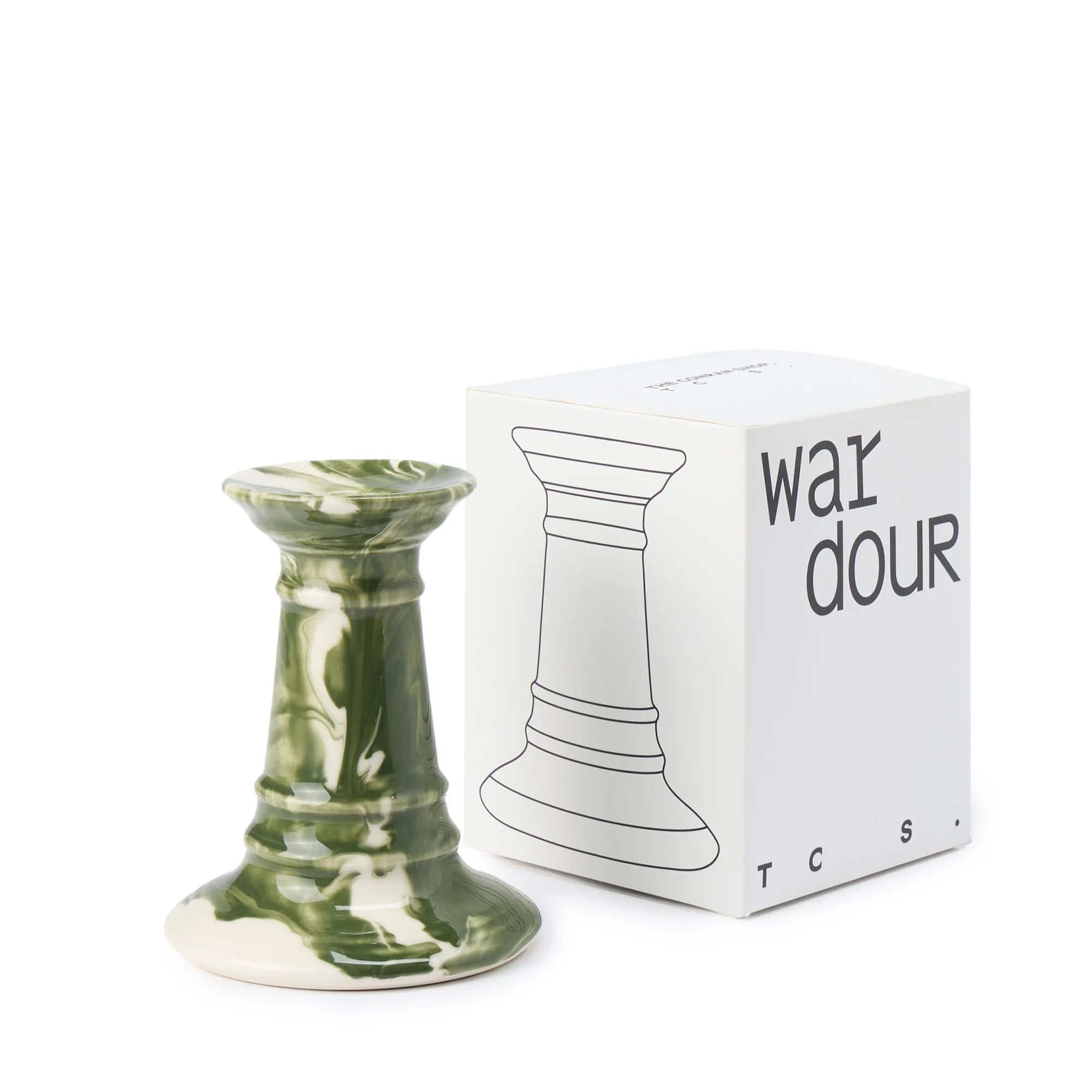 Wardour Stubby Candle Holder in Marbled Earthenware by The Conran Shop