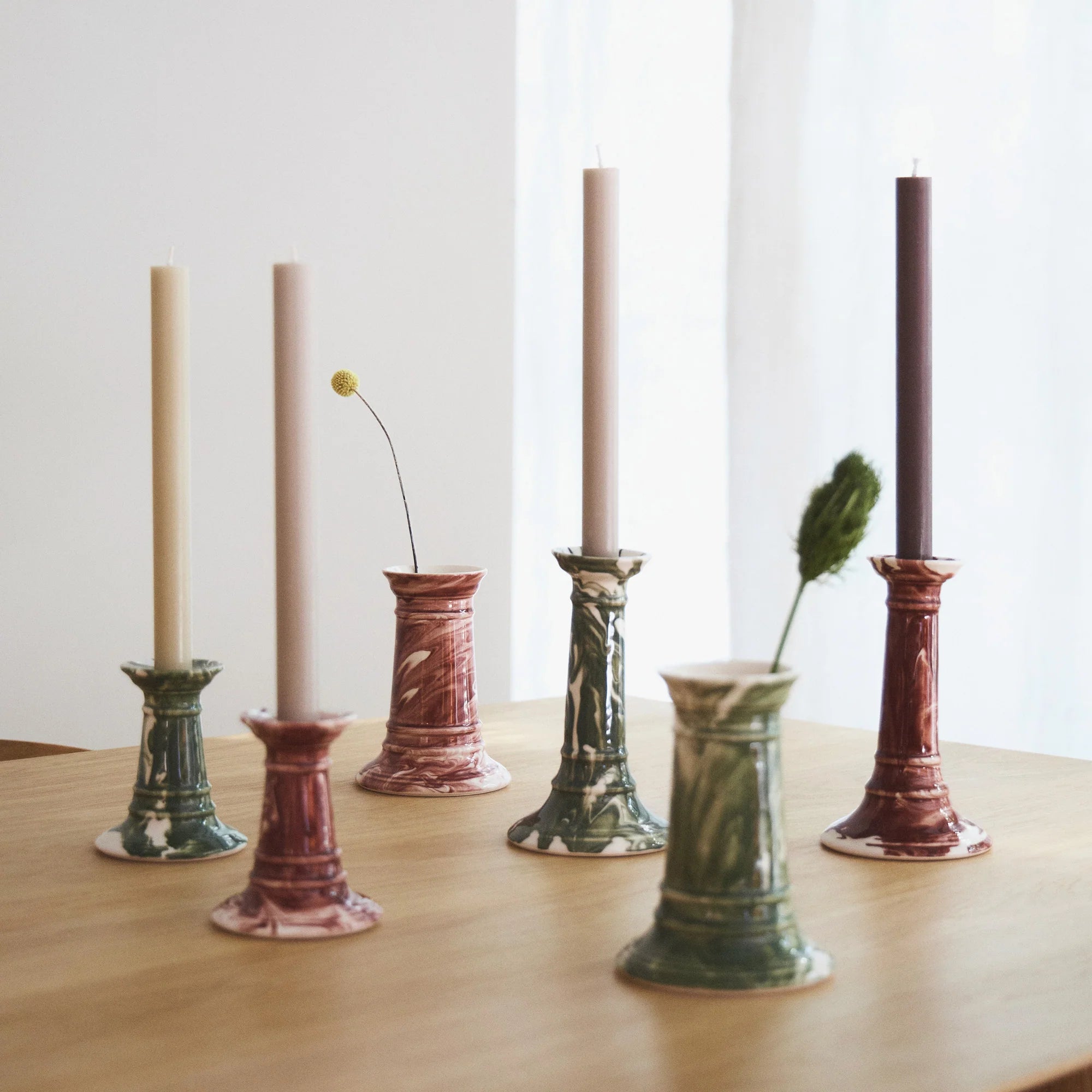 Wardour Stubby Candle Holder in Marbled Earthenware by The Conran Shop