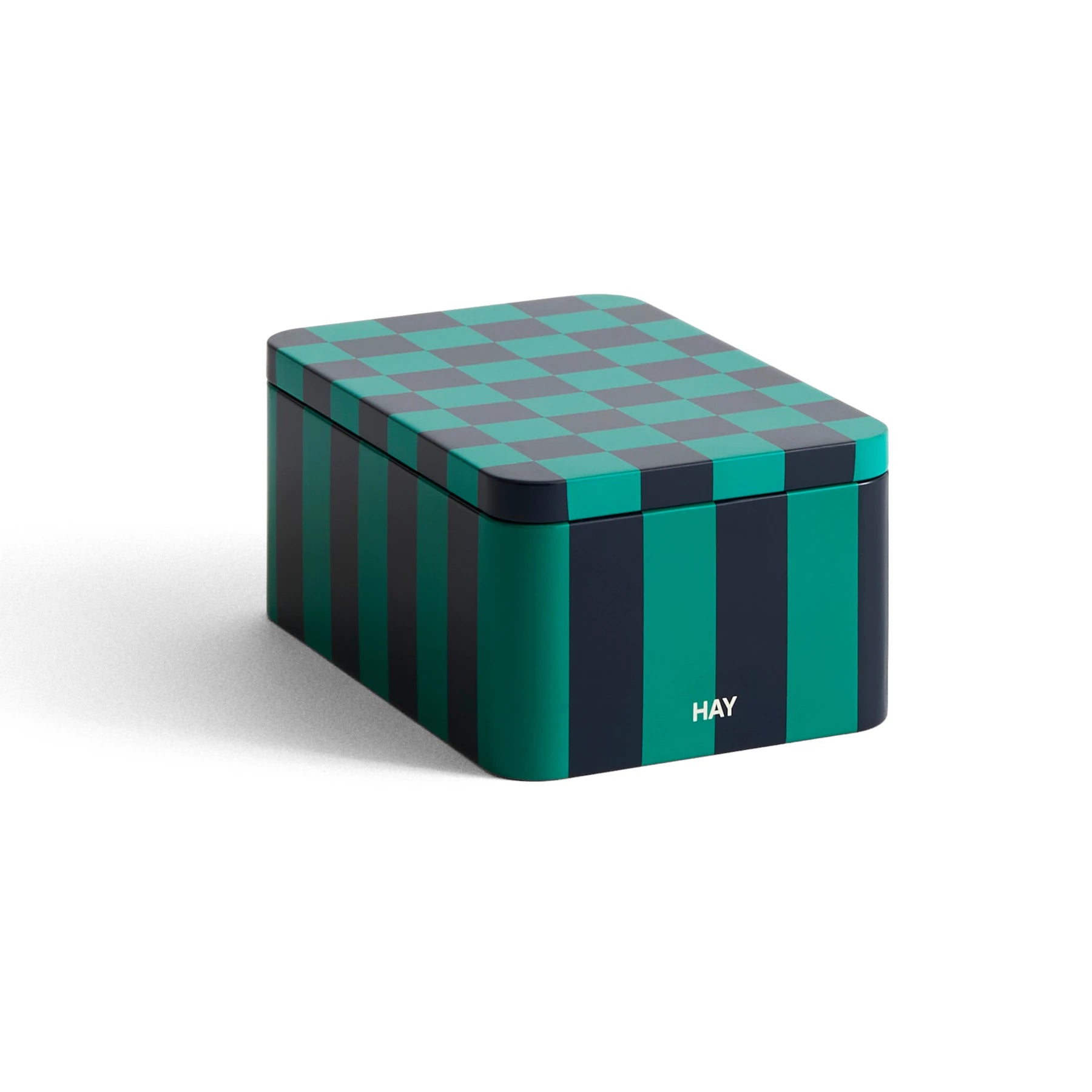 Small Tin Container in dark blue and green by HAY | Lifestory