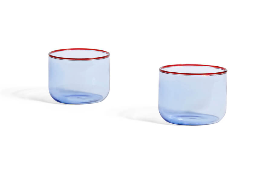 Tint Glass - Set of 2 | Light Blue with Red | by HAY - Lifestory - HAY