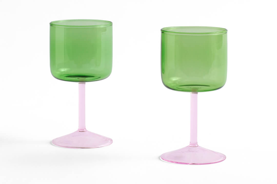 Tint Wine Glass - Set of 2 | Green & Pink | by HAY - Lifestory