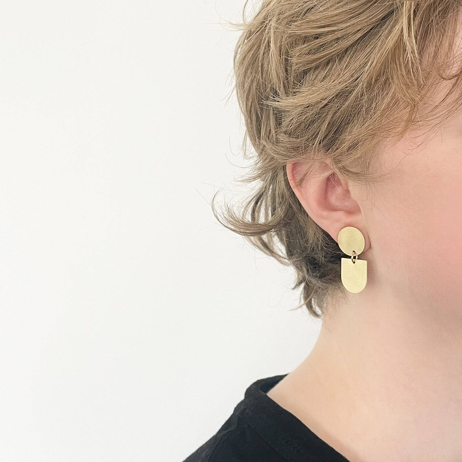 Twins Earrings Silver and Aluminium on a model by Tom Pigeon | Lifestory