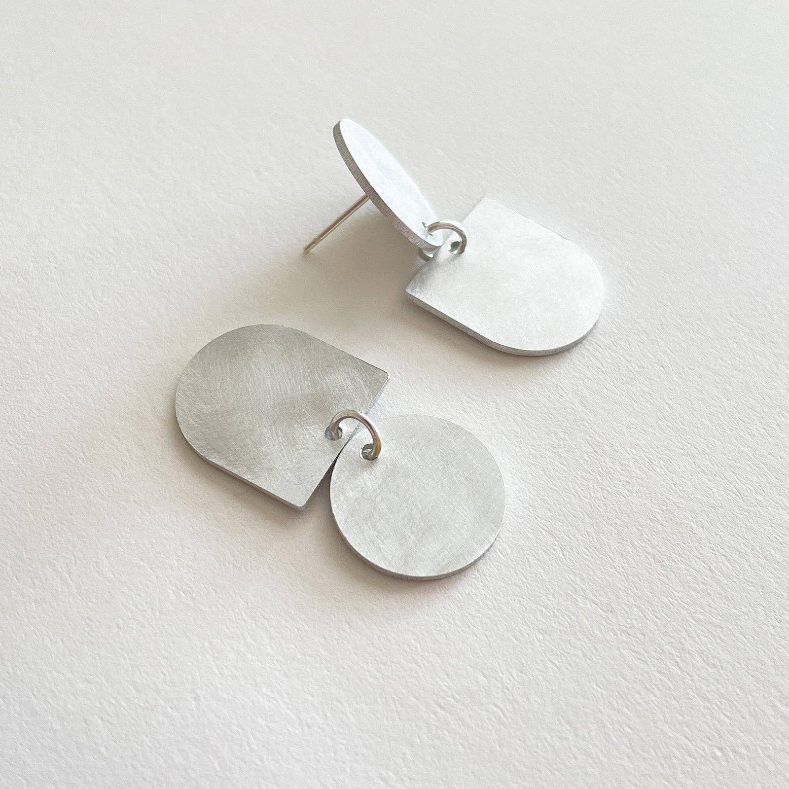 Twins Earrings Silver and Aluminium by Tom Pigeon | Lifestory