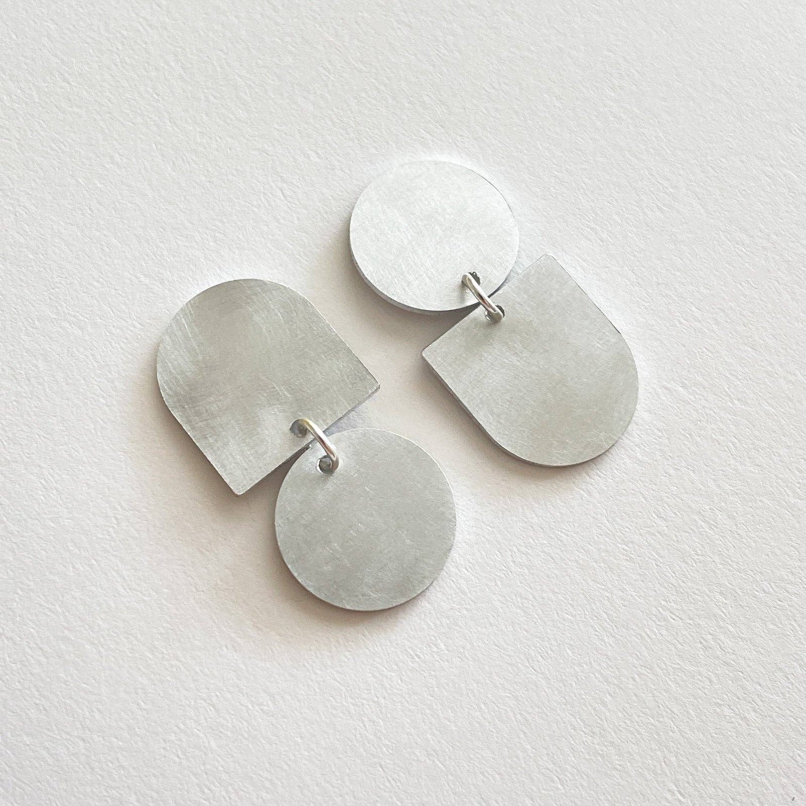Twins Earrings Silver and Aluminium by Tom Pigeon | Lifestory