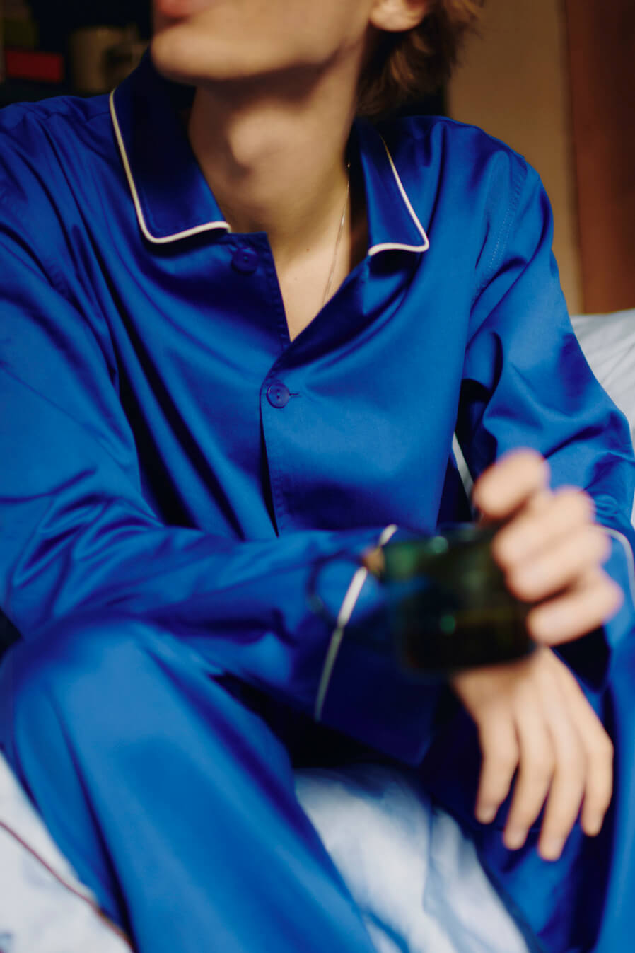 Outline Long Sleeve Pyjama Shirt - Unisex | Vivid Blue | by HAY - Lifestory