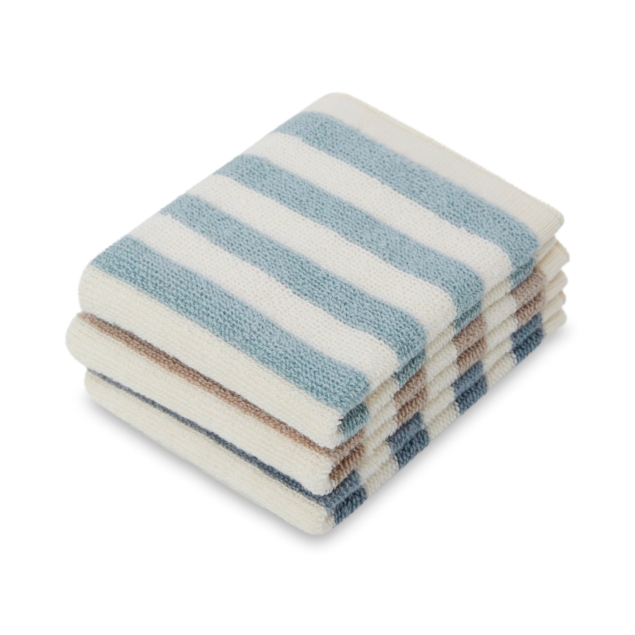 Reusable Terry Washcloths | Set of 3 | Striped Aqua | by Sophie Home - Lifestory
