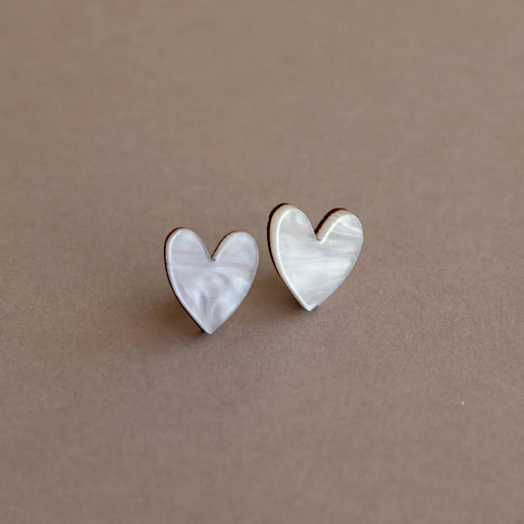 I Heart You Stud Earrings | Various Colours | Acrylic & Wood | by Pepper You - Lifestory