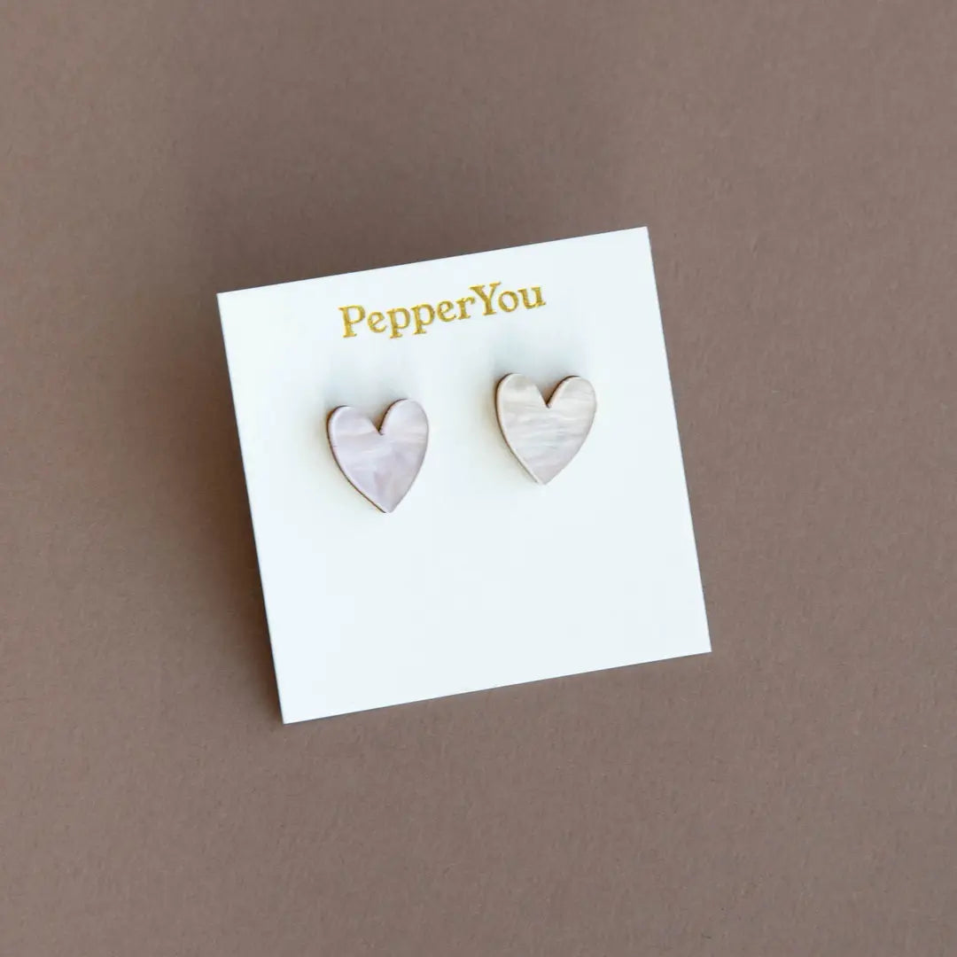 I Heart You Stud Earrings | Various Colours | Acrylic & Wood | by Pepper You - Lifestory