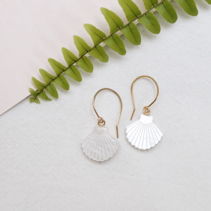 Scallop Shell Drop Earrings | White | Perspex | by Jules & Clem - Lifestory